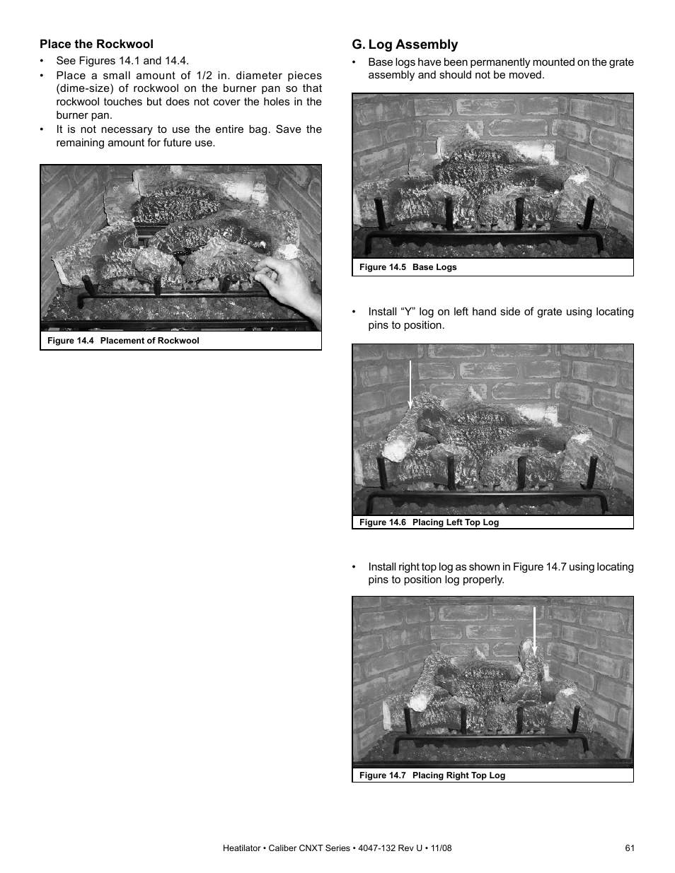 G. log assembly | Hearth and Home Technologies Direct Vent Gas Appliance CNXT4236IT User Manual | Page 61 / 80