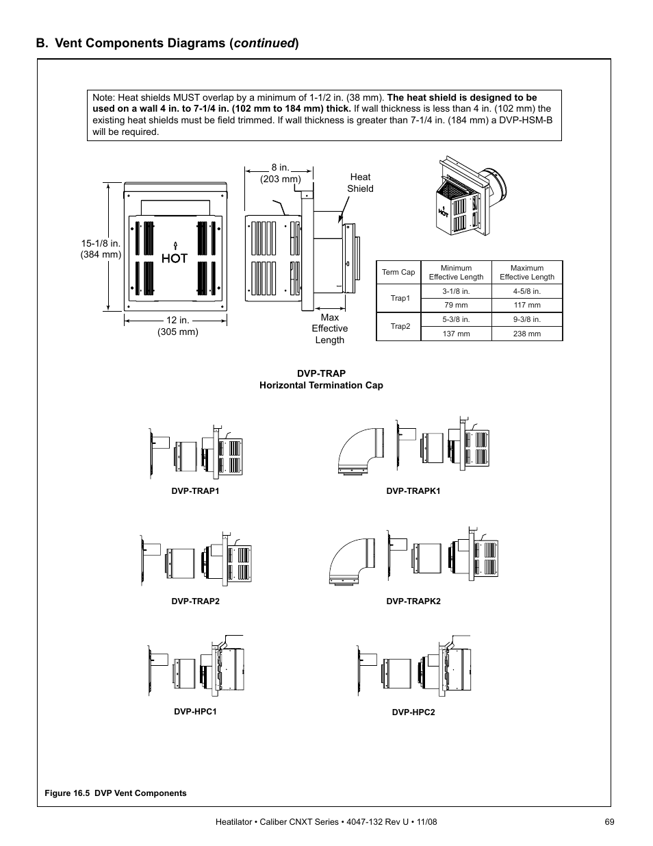 B. vent components diagrams ( continued ) | Hearth and Home Technologies Direct Vent Gas Appliance CNXT4236IT User Manual | Page 69 / 80