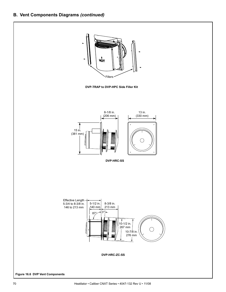 B. vent components diagrams (continued) | Hearth and Home Technologies Direct Vent Gas Appliance CNXT4236IT User Manual | Page 70 / 80