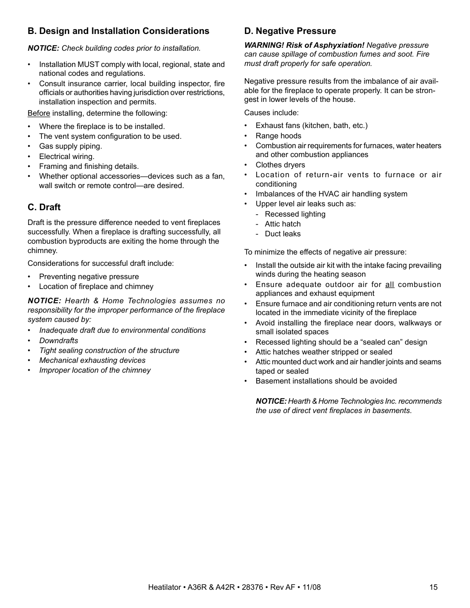 Hearth and Home Technologies A42R User Manual | Page 15 / 48