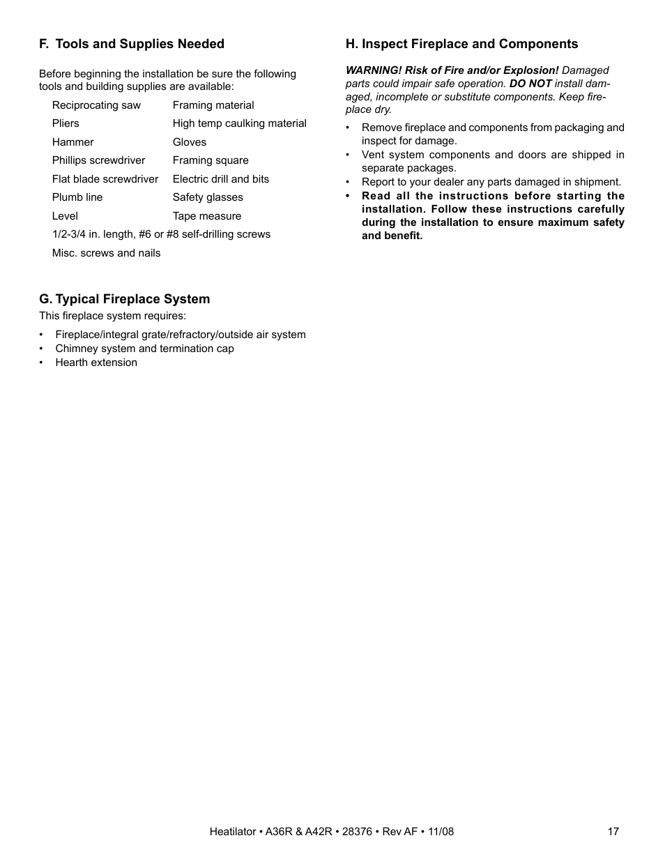 Hearth and Home Technologies A42R User Manual | Page 17 / 48
