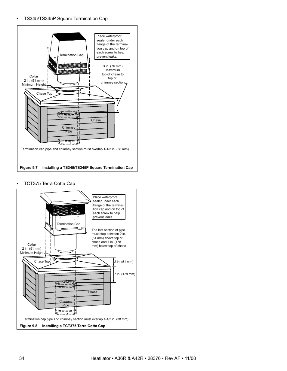 Tct375 terra cotta cap | Hearth and Home Technologies A42R User Manual | Page 34 / 48