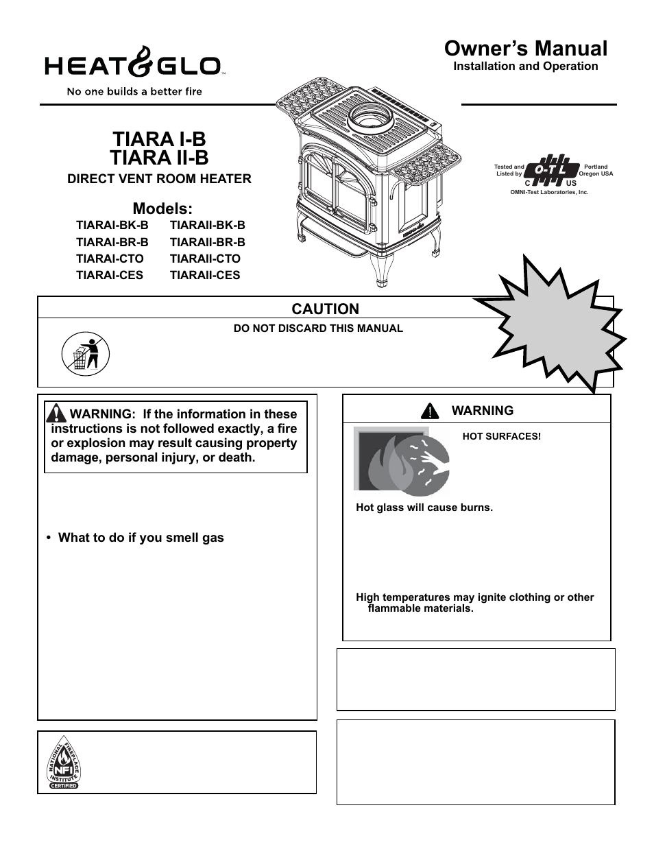 Hearth and Home Technologies TIARAI-CES User Manual | 60 pages