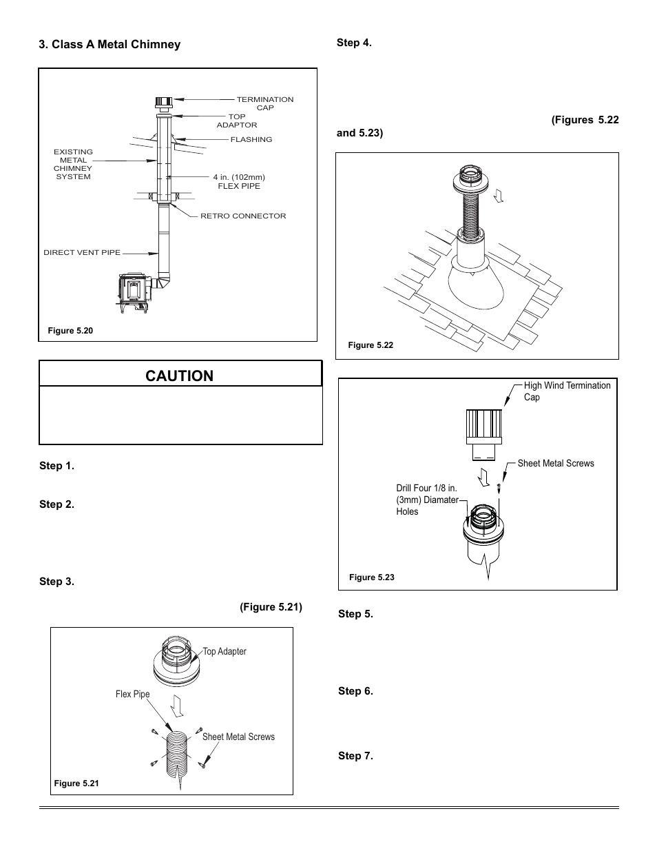 Caution, Class a metal chimney | Hearth and Home Technologies TIARAI-CES User Manual | Page 20 / 60