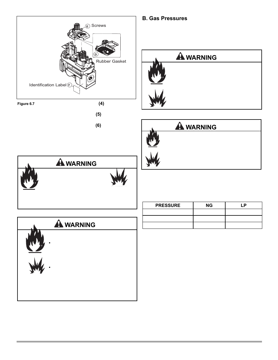 Warning, B. gas pressures | Hearth and Home Technologies TIARAI-CES User Manual | Page 26 / 60