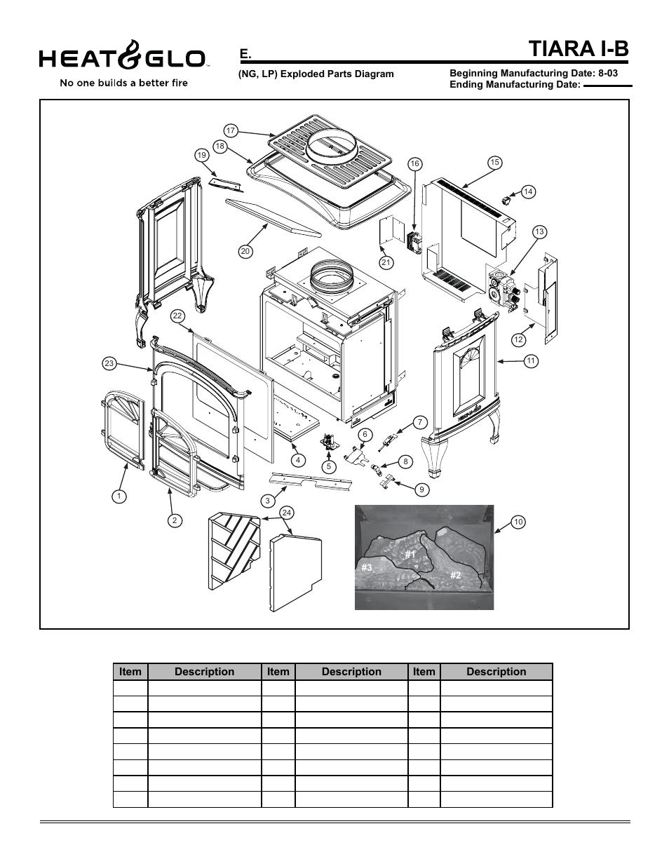 Tiara i-b, Service parts list | Hearth and Home Technologies TIARAI-CES User Manual | Page 50 / 60