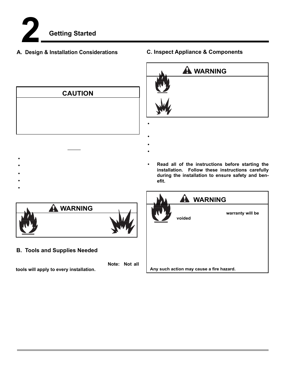 Getting started, Caution, Warning | Hearth and Home Technologies TIARAI-CES User Manual | Page 6 / 60