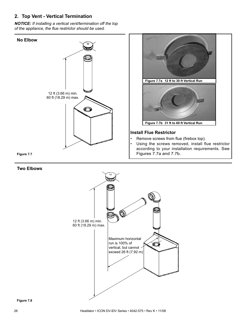 Top vent - vertical termination | Hearth and Home Technologies IDV4833ILH User Manual | Page 26 / 64