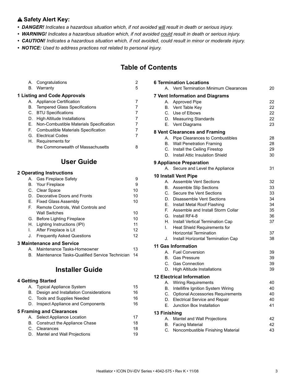 Hearth and Home Technologies IDV4833ILH User Manual | Page 3 / 64