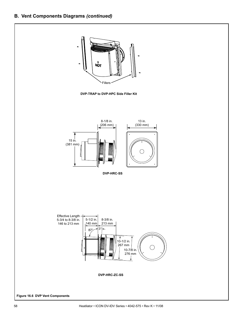 B. vent components diagrams (continued) | Hearth and Home Technologies IDV4833ILH User Manual | Page 58 / 64