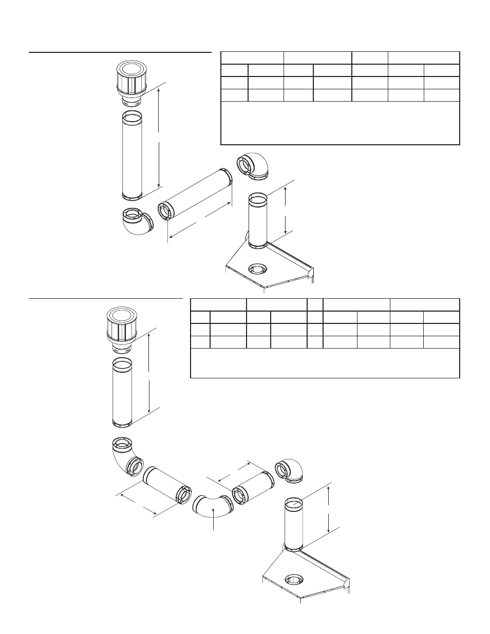 Two elbows, Three elbows, Top vent - vertical termination - (continued) | Hearth and Home Technologies 8000CF-OAK-IPI User Manual | Page 27 / 62