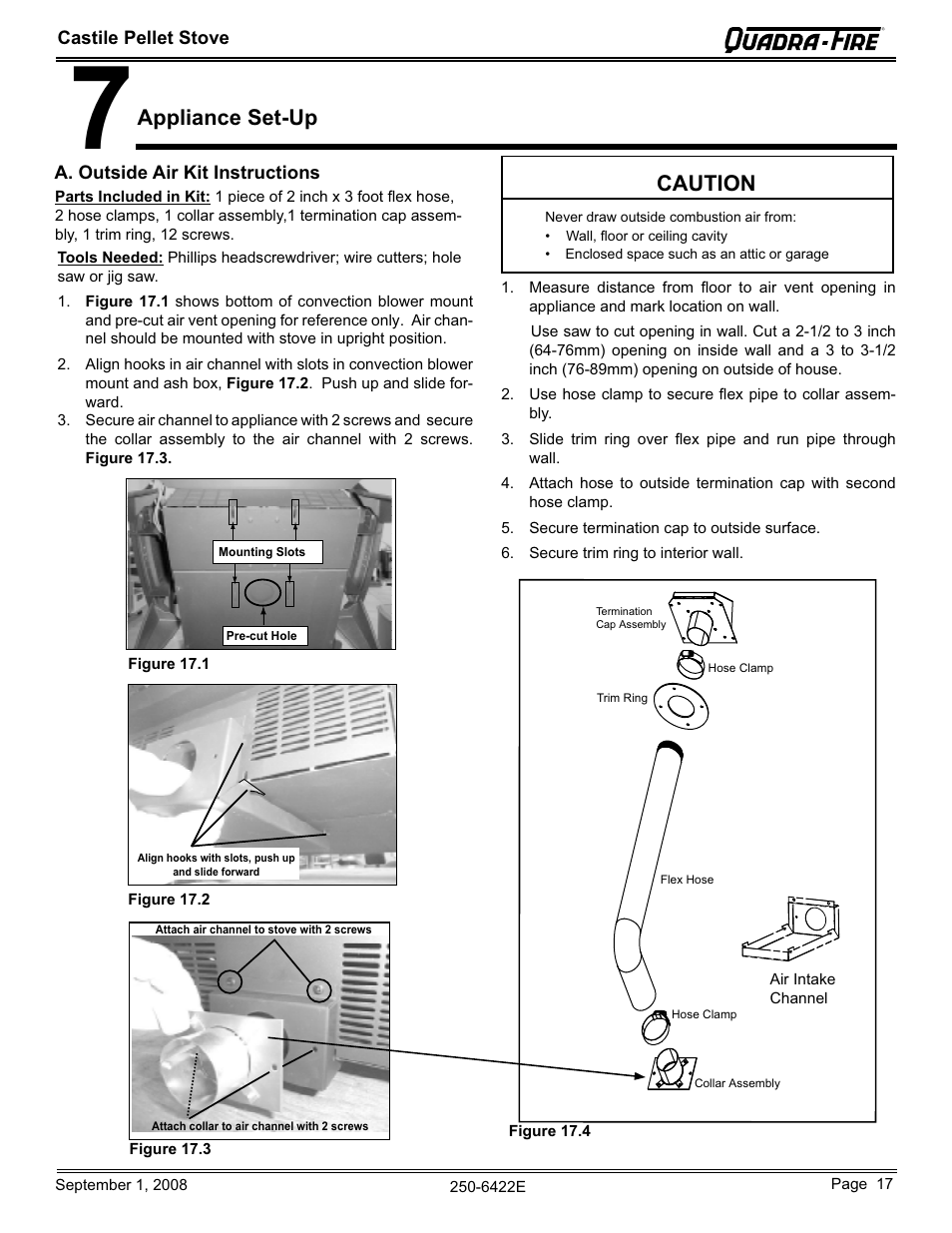 Appliance set-up, Caution | Hearth and Home Technologies CASTILE-PMH1 User Manual | Page 17 / 48