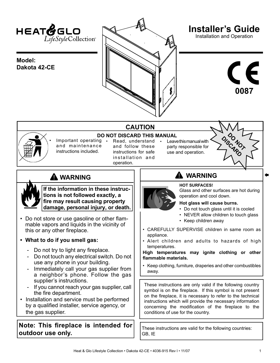 Hearth and Home Technologies Dakota 42-CE User Manual | 36 pages