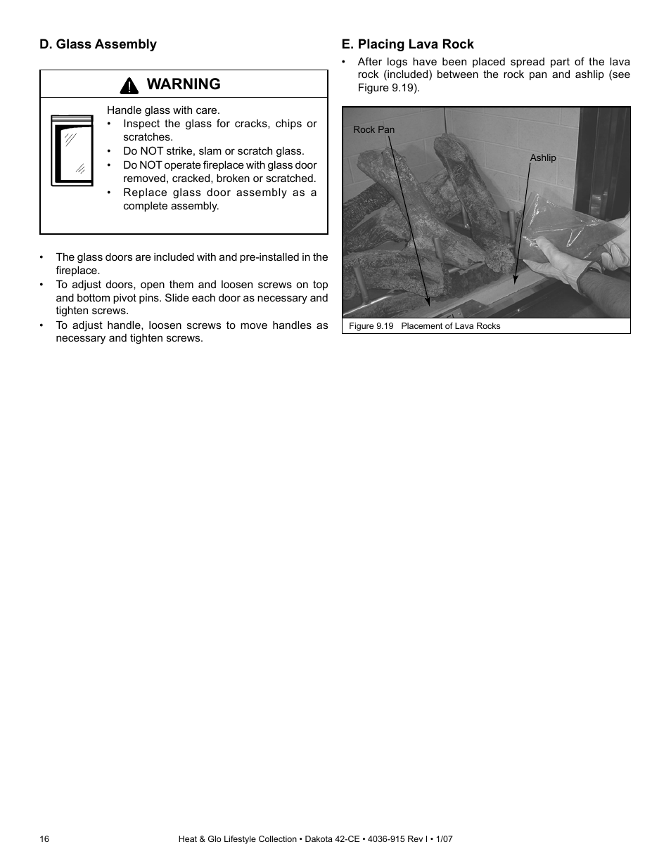 Warning | Hearth and Home Technologies Dakota 42-CE User Manual | Page 16 / 36