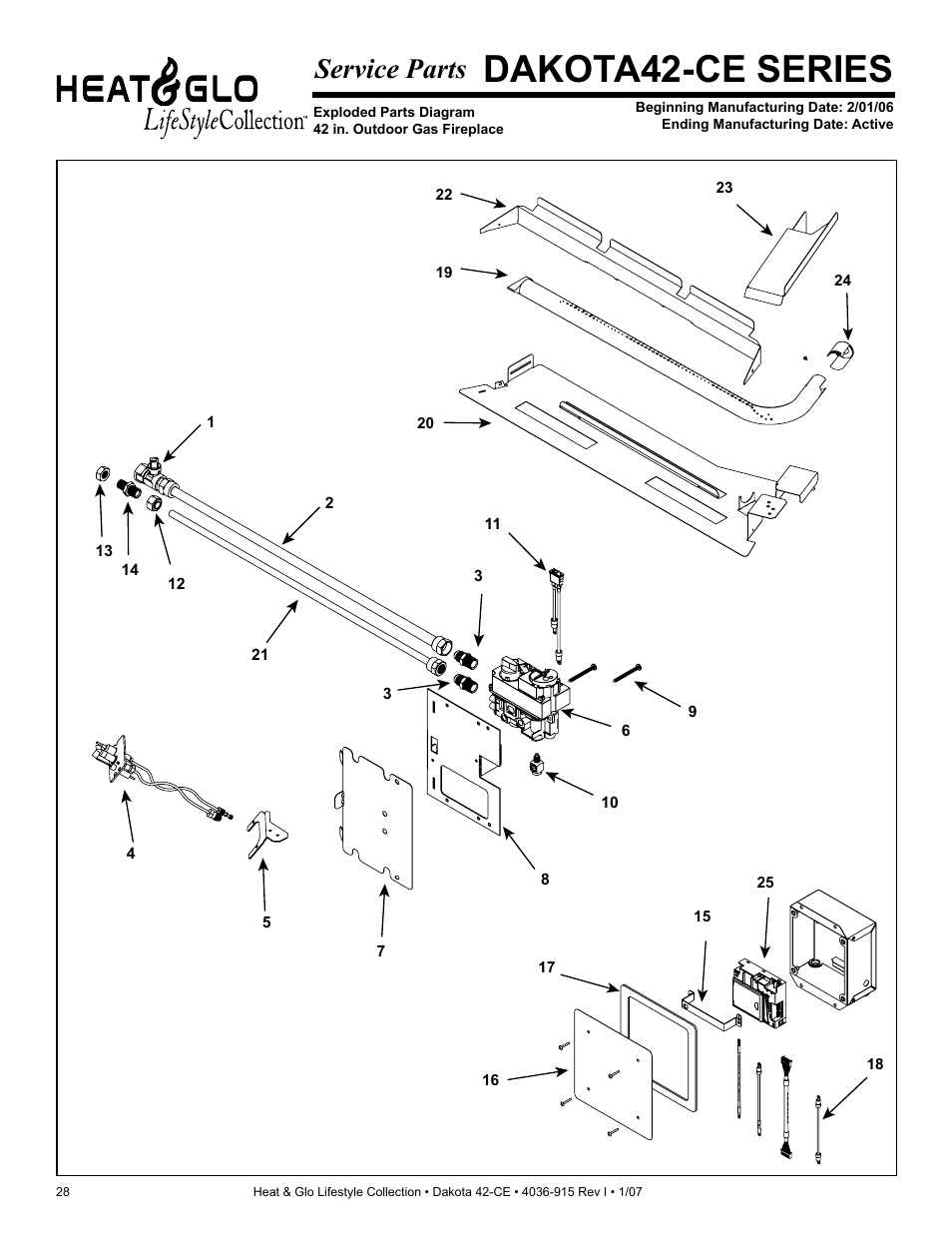 Dakota42-ce series, Service parts | Hearth and Home Technologies Dakota 42-CE User Manual | Page 28 / 36