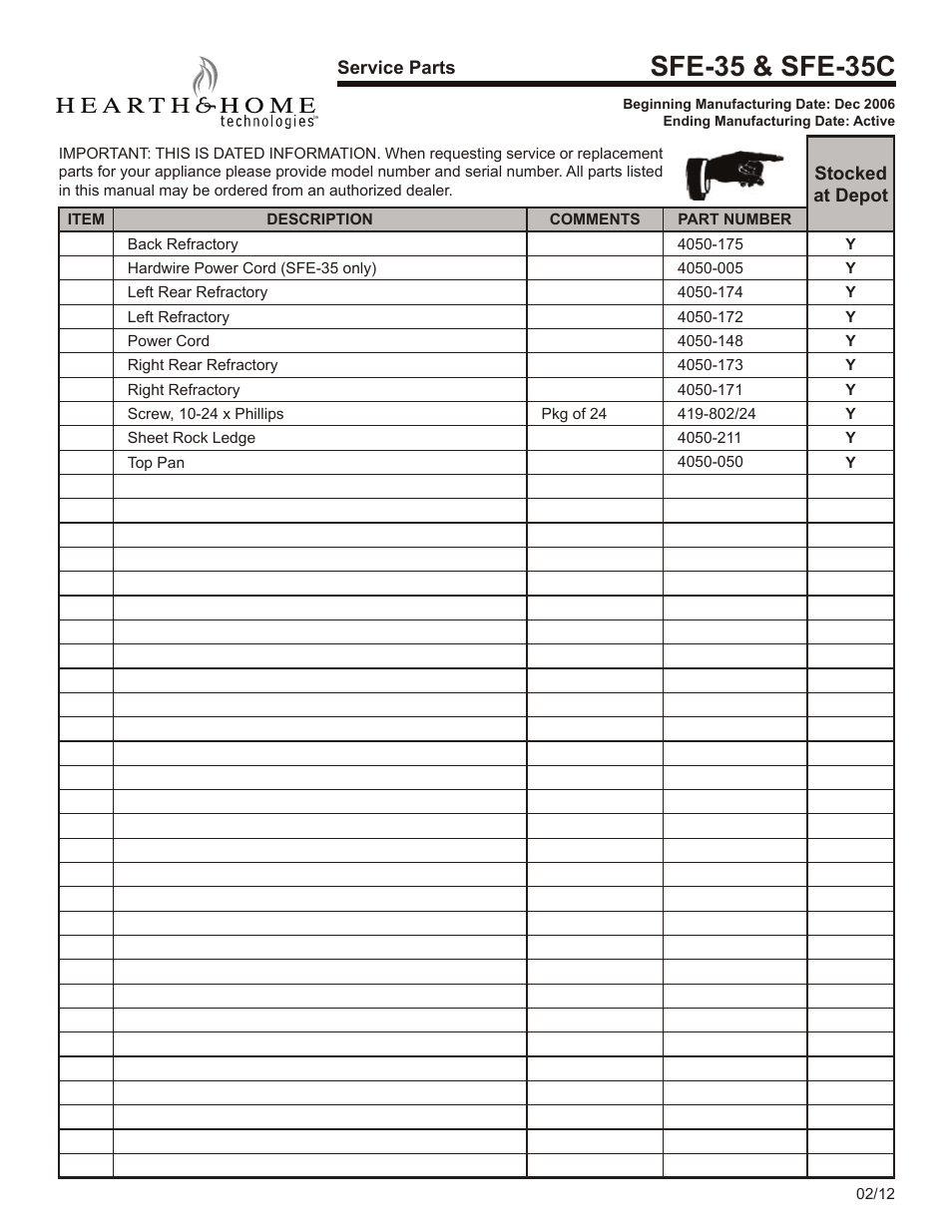 Sfe-35 & sfe-35c | Hearth and Home Technologies SIMPLIFYRE SFE-35 User Manual | Page 10 / 11