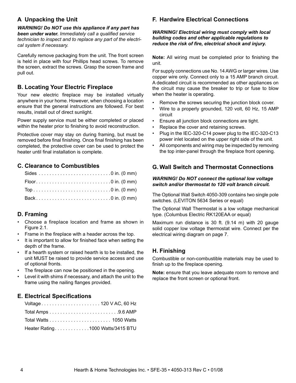 Hearth and Home Technologies SIMPLIFYRE SFE-35 User Manual | Page 4 / 11