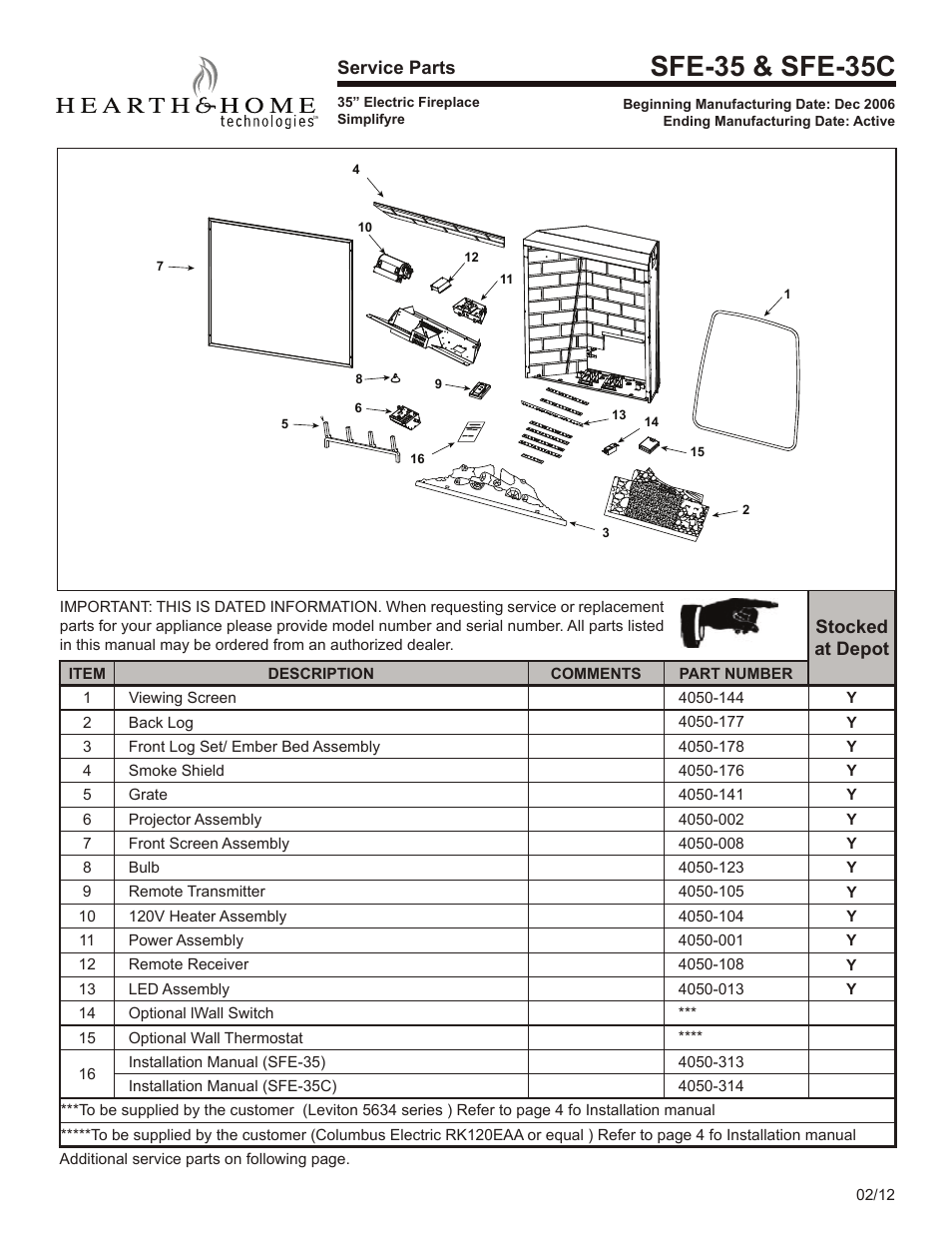 Sfe-35 & sfe-35c | Hearth and Home Technologies SIMPLIFYRE SFE-35 User Manual | Page 9 / 11