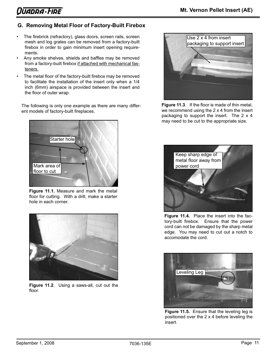 Hearth and Home Technologies MT VERNON Pellet Insert Advanced Energy (AE) MTVERNINSAE-MBK User Manual | Page 11 / 52
