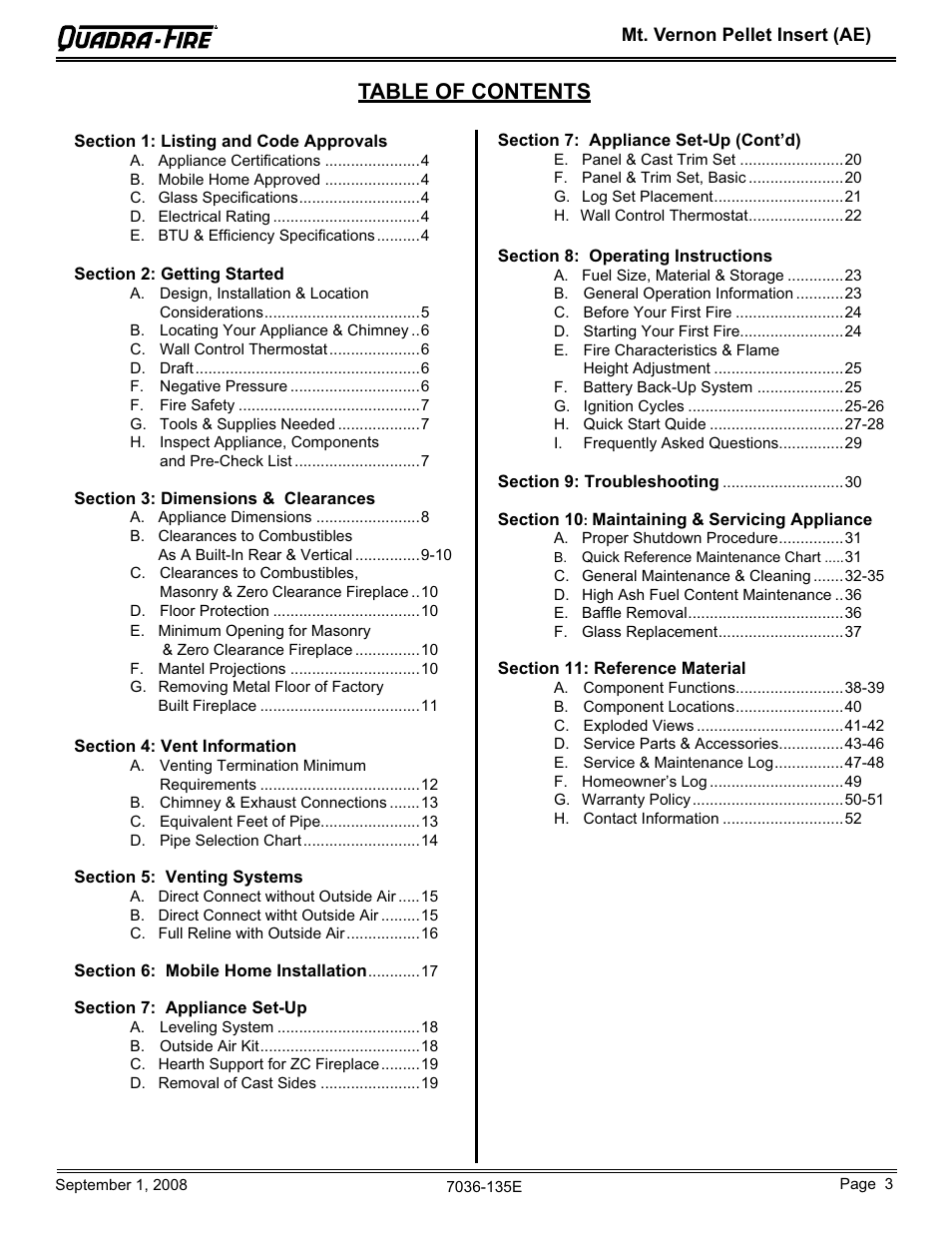 Hearth and Home Technologies MT VERNON Pellet Insert Advanced Energy (AE) MTVERNINSAE-MBK User Manual | Page 3 / 52