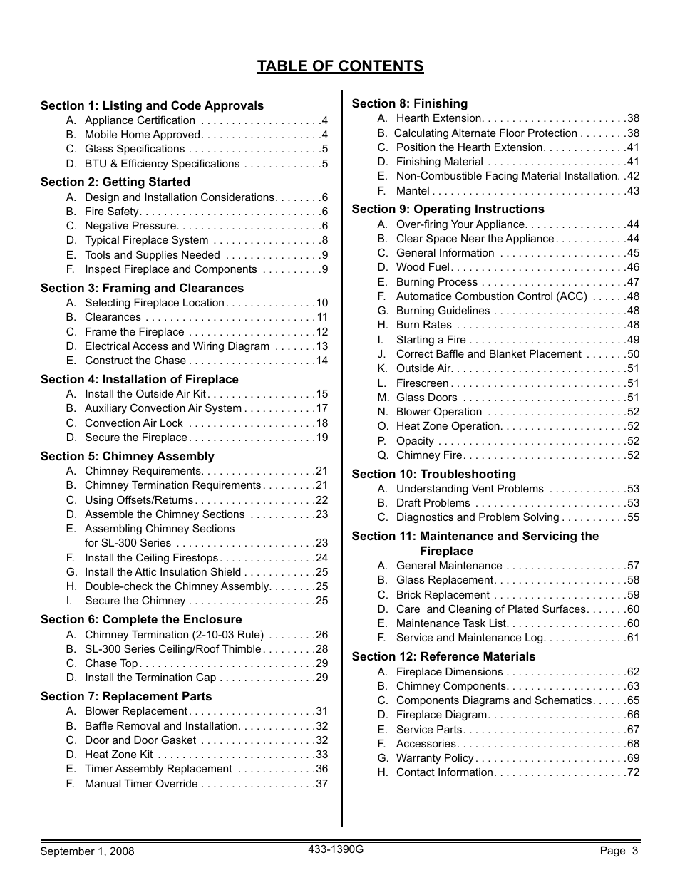 Hearth and Home Technologies EPA Certified Woodburning Fireplace 7100FP-GD-B User Manual | Page 3 / 72