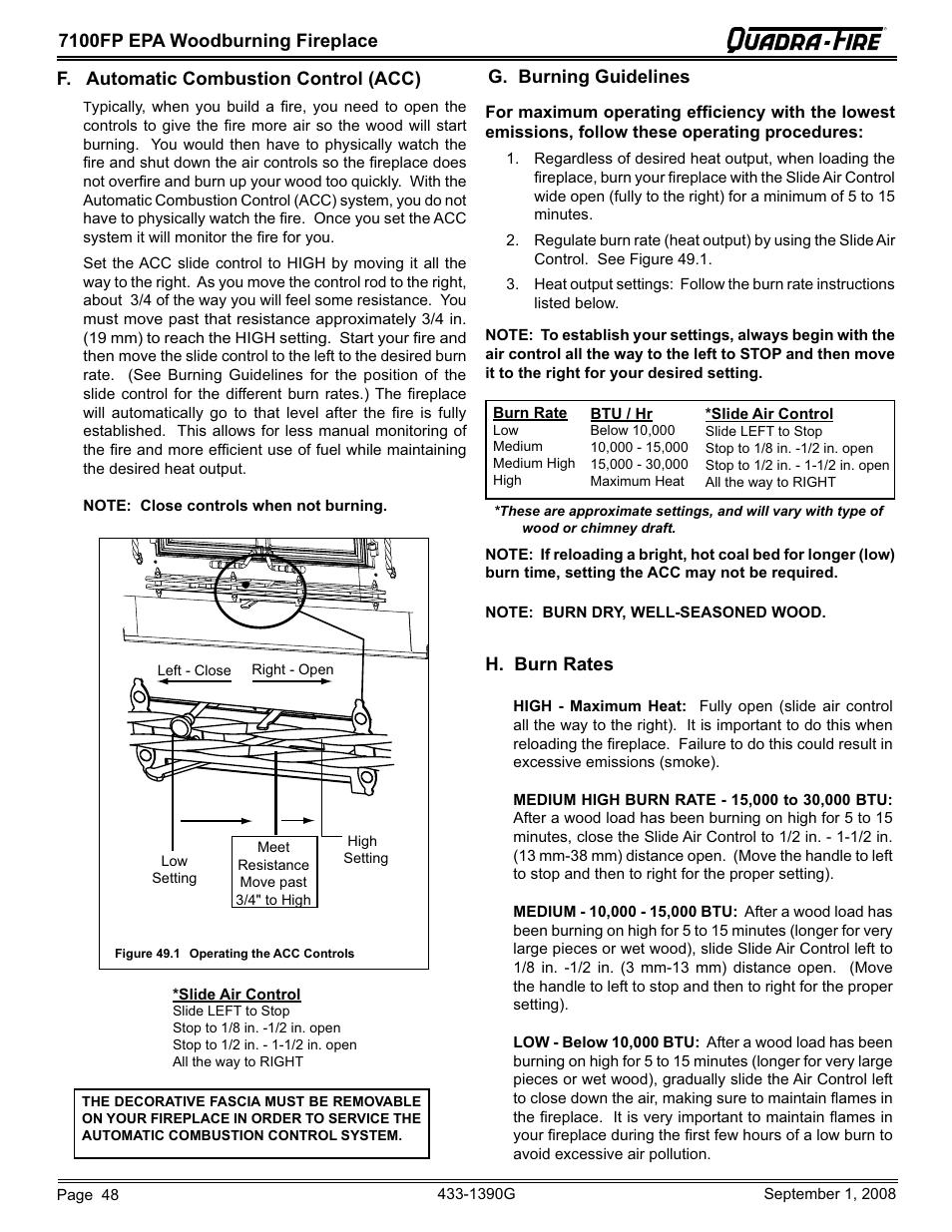 Hearth and Home Technologies EPA Certified Woodburning Fireplace 7100FP-GD-B User Manual | Page 48 / 72