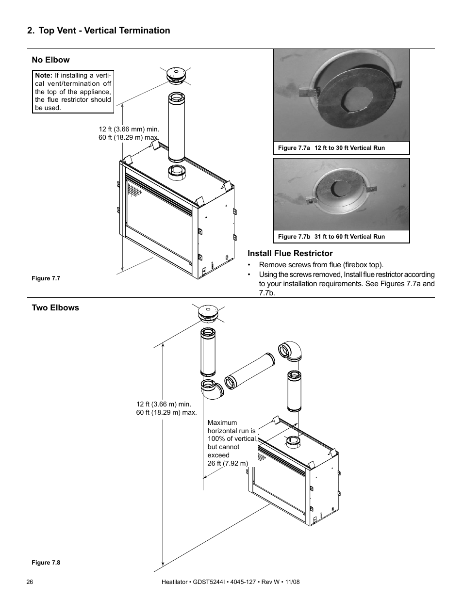 Top vent - vertical termination | Hearth and Home Technologies Heatilator GDST5244I User Manual | Page 26 / 60