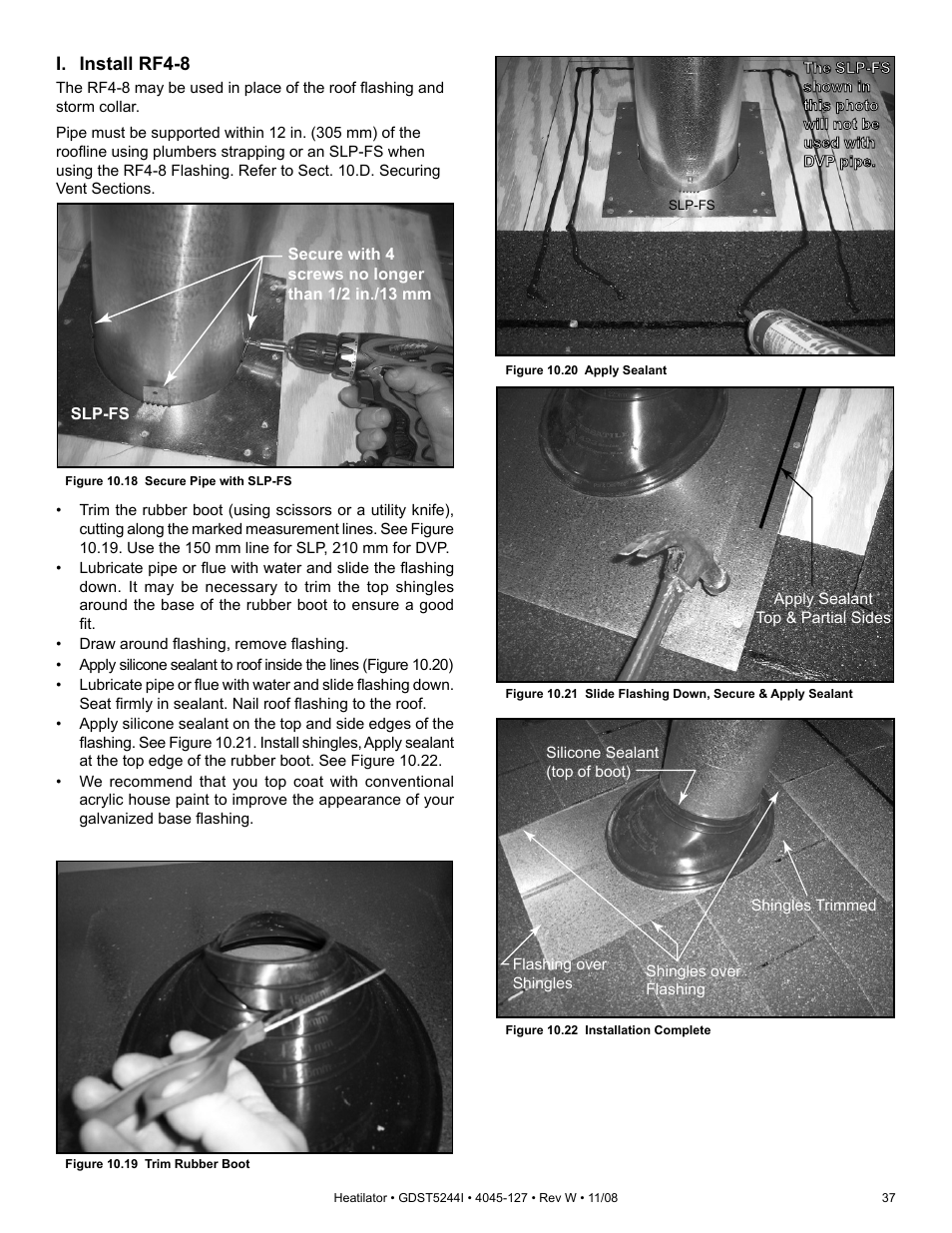 I. install rf4-8 | Hearth and Home Technologies Heatilator GDST5244I User Manual | Page 37 / 60