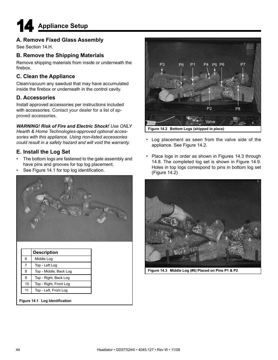 Appliance setup | Hearth and Home Technologies Heatilator GDST5244I User Manual | Page 44 / 60