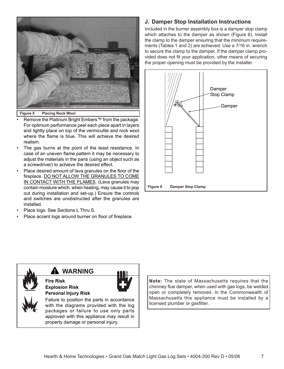 Warning | Hearth and Home Technologies GO35MTCH User Manual | Page 7 / 24