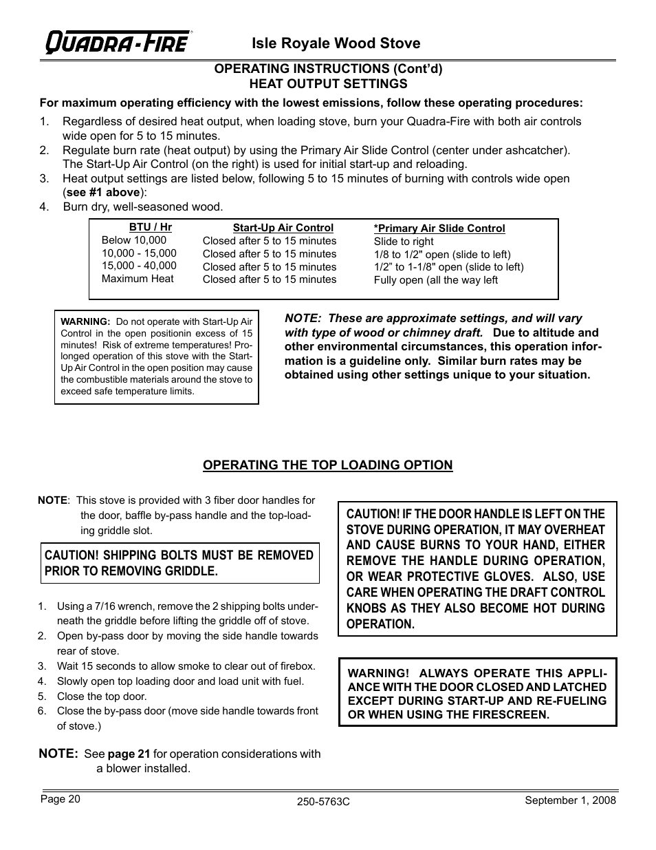 Isle royale wood stove | Hearth and Home Technologies 823-0170 User Manual | Page 20 / 32