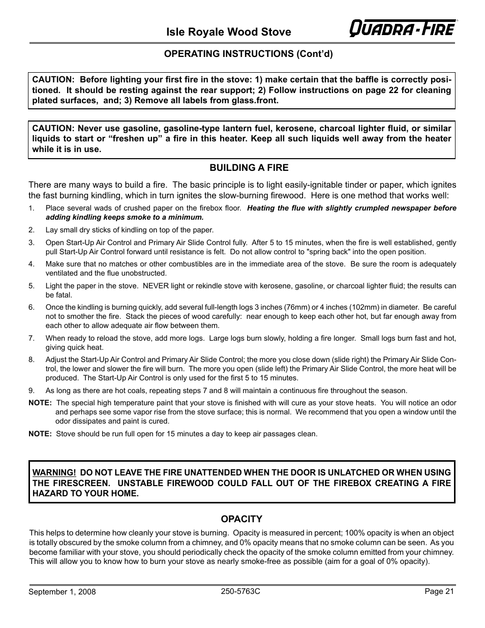 Isle royale wood stove | Hearth and Home Technologies 823-0170 User Manual | Page 21 / 32