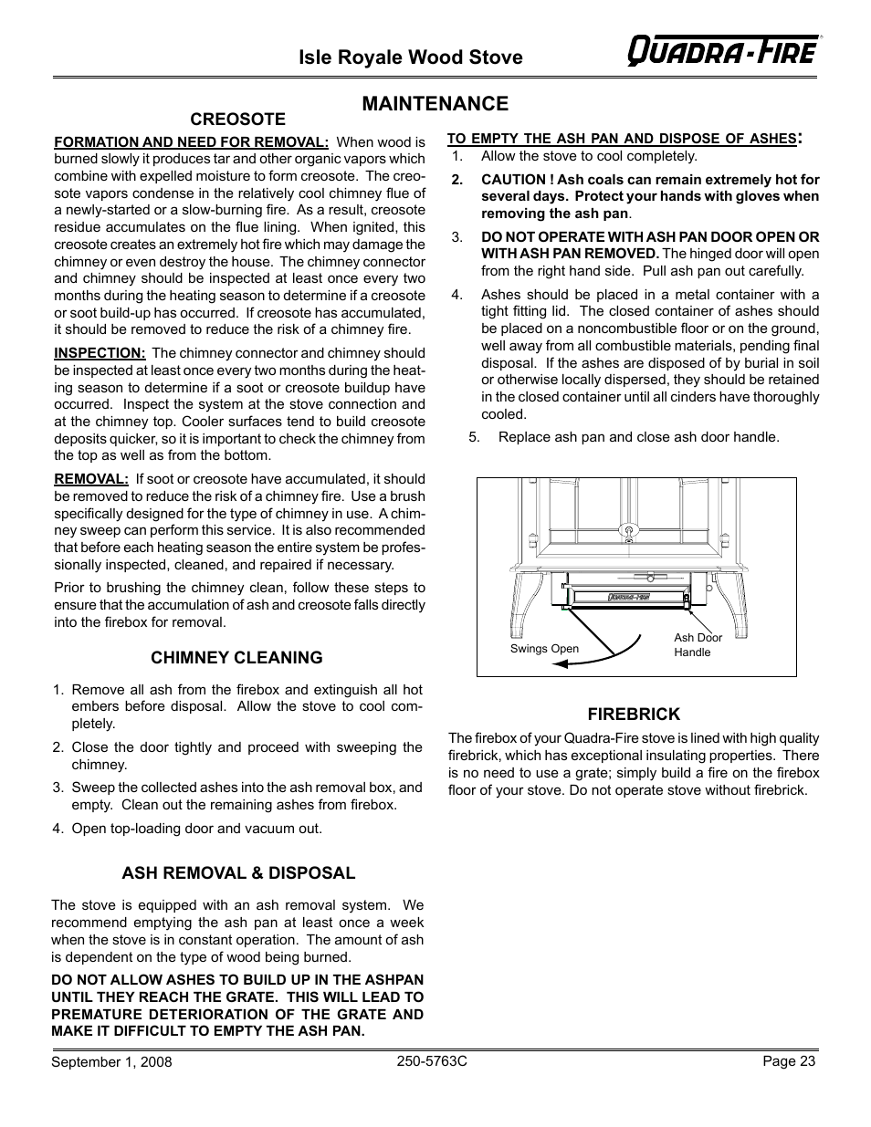 Isle royale wood stove, Maintenance | Hearth and Home Technologies 823-0170 User Manual | Page 23 / 32