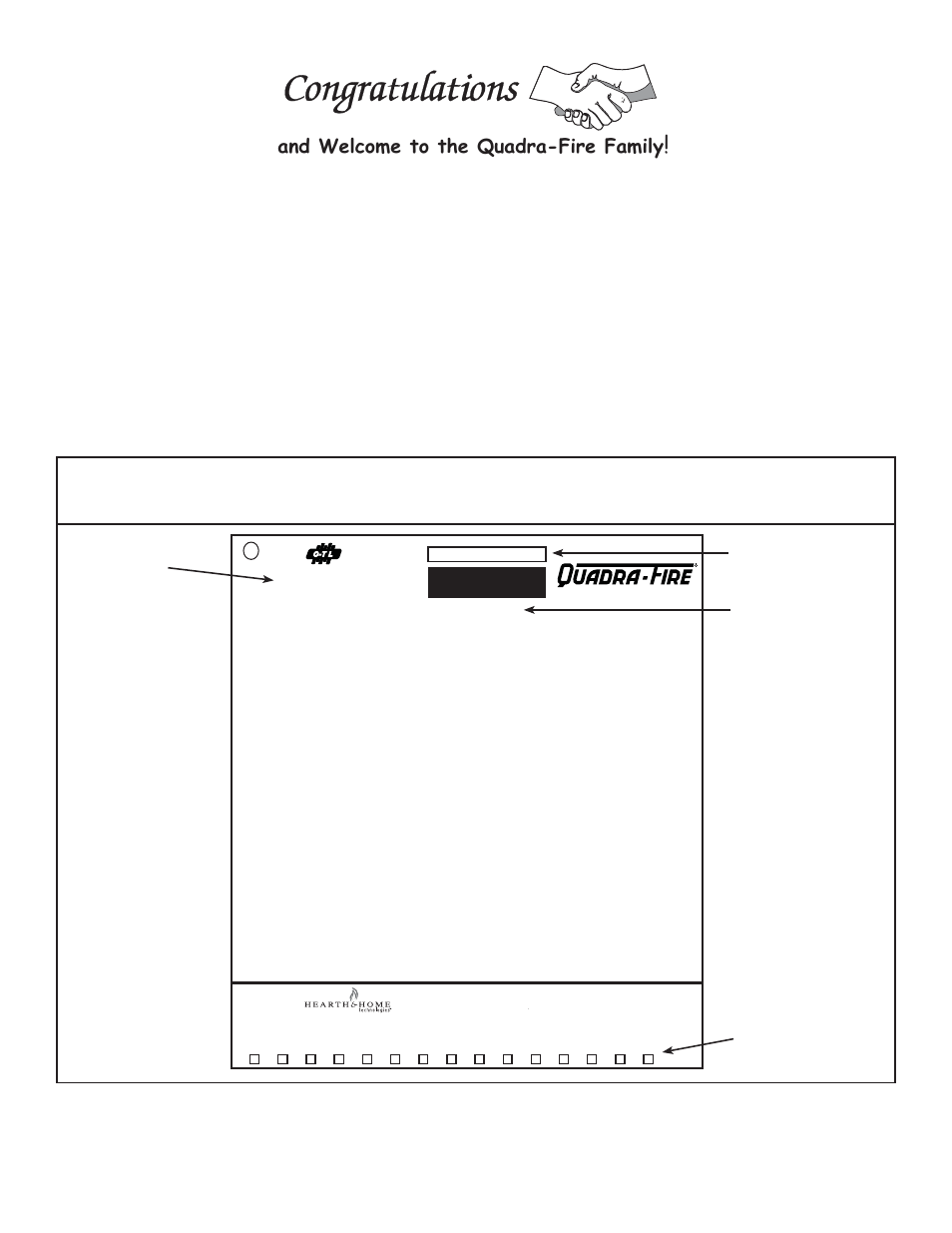 Sample, And welcome to the quadra-fire family | Hearth and Home Technologies HUDBAY-INS User Manual | Page 2 / 37