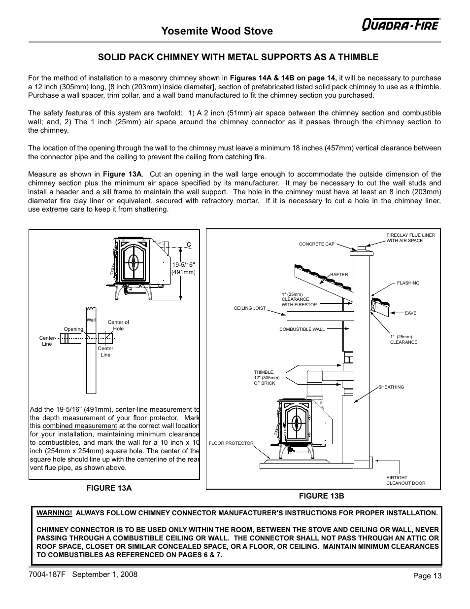 Yosemite wood stove, Page 13, Figure 13b | Figure 13a | Hearth and Home Technologies Yosemite PMH User Manual | Page 13 / 32