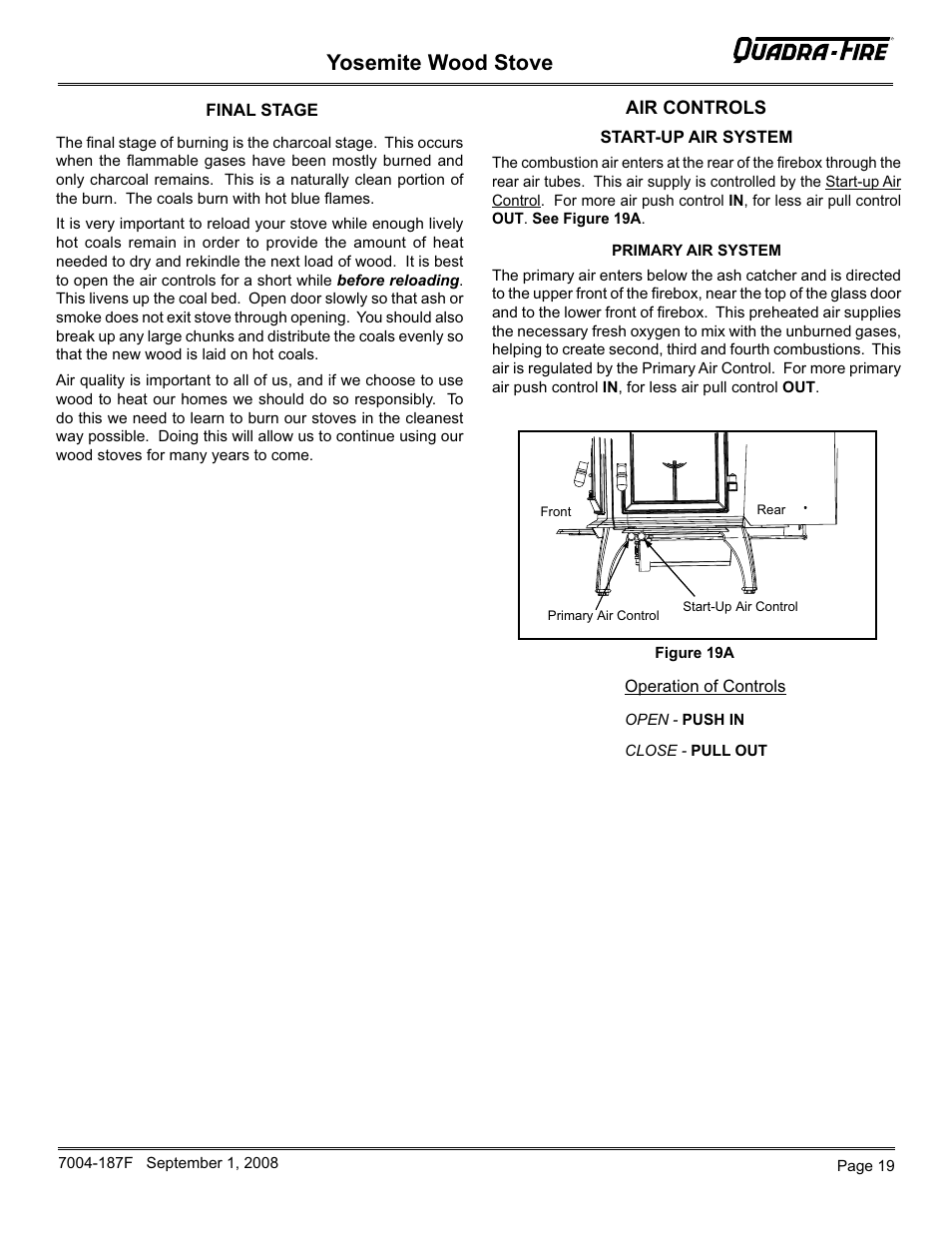 Yosemite wood stove | Hearth and Home Technologies Yosemite PMH User Manual | Page 19 / 32