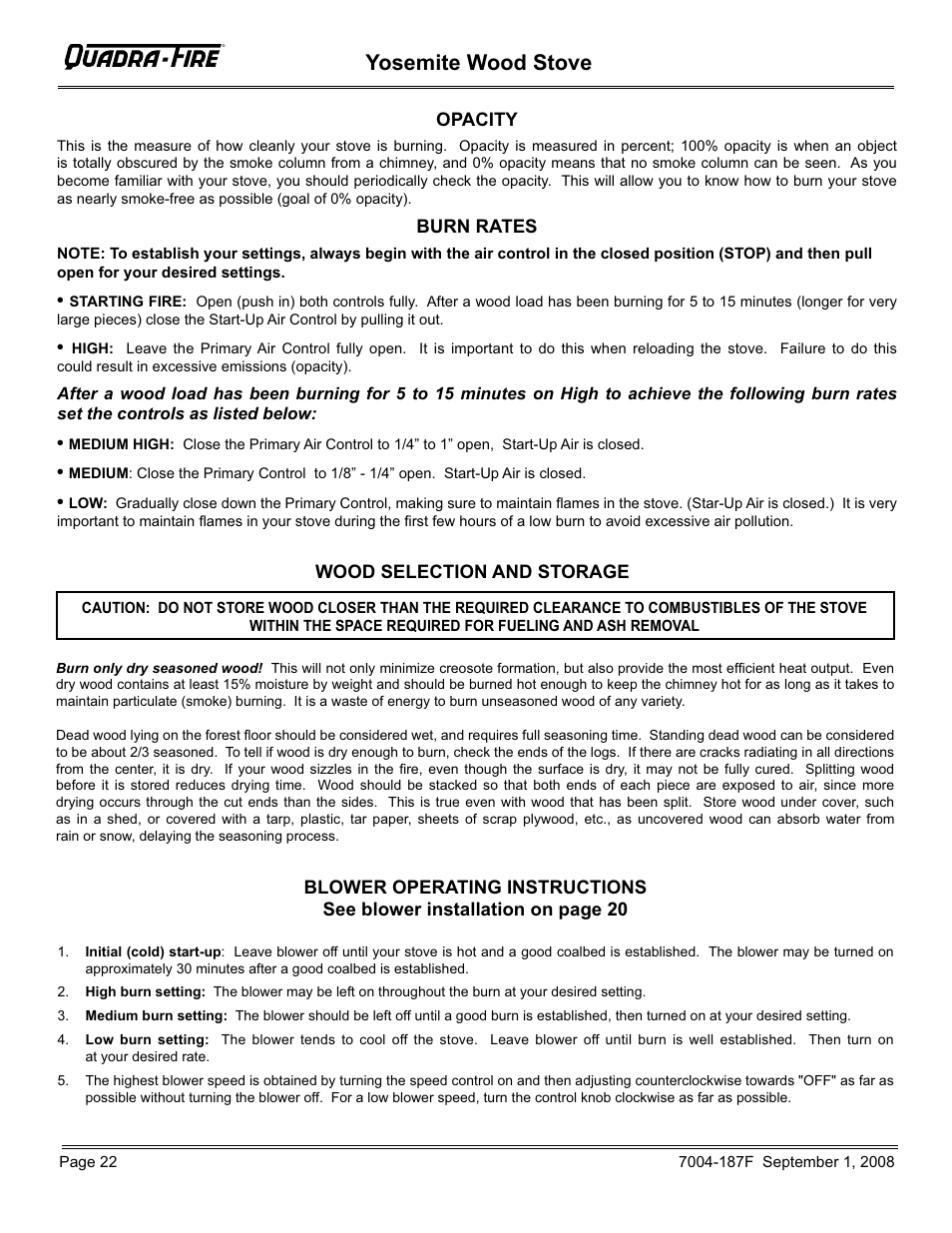 Yosemite wood stove | Hearth and Home Technologies Yosemite PMH User Manual | Page 22 / 32