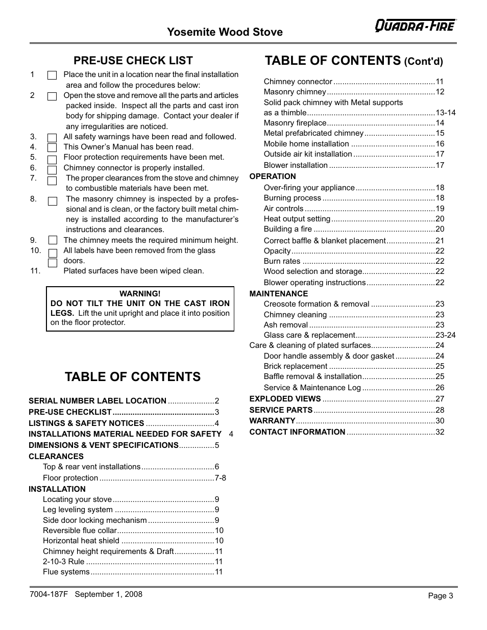 Hearth and Home Technologies Yosemite PMH User Manual | Page 3 / 32