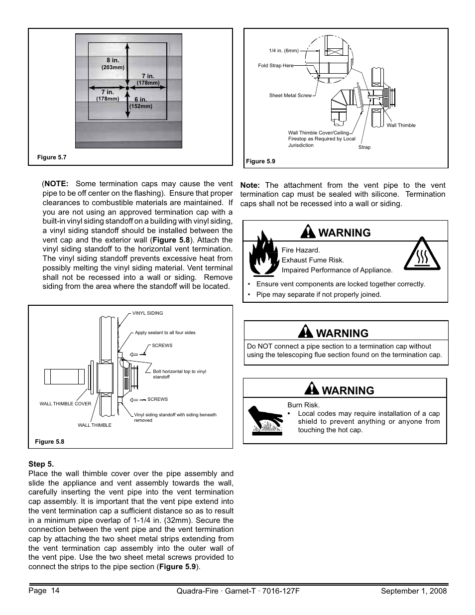 Warning | Hearth and Home Technologies GARNET-MBK User Manual | Page 14 / 56