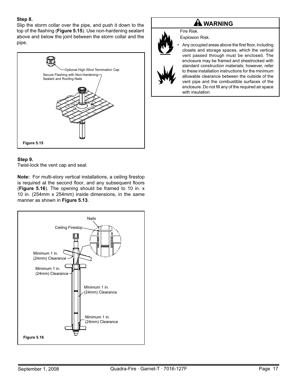 Warning | Hearth and Home Technologies GARNET-MBK User Manual | Page 17 / 56
