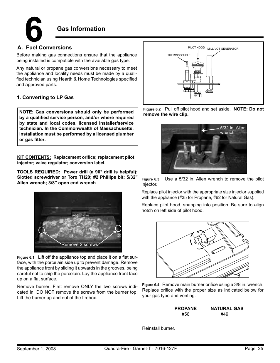 Gas information | Hearth and Home Technologies GARNET-MBK User Manual | Page 25 / 56