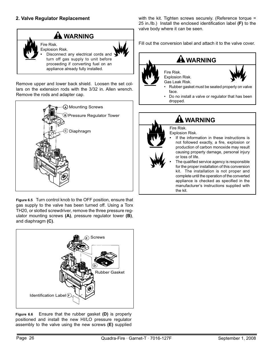 Warning | Hearth and Home Technologies GARNET-MBK User Manual | Page 26 / 56