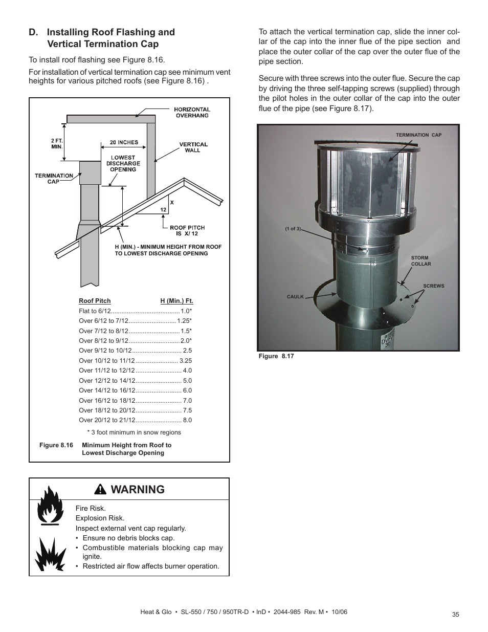 Warning | Hearth and Home Technologies Heat & Glo SL-550TR-D User Manual | Page 35 / 74