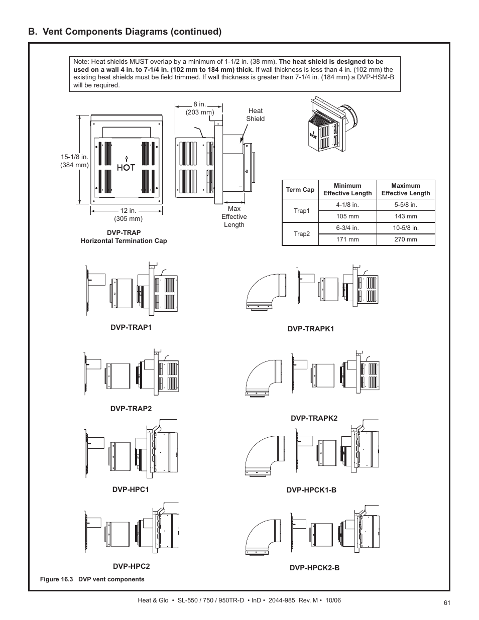 B. vent components diagrams (continued) | Hearth and Home Technologies Heat & Glo SL-550TR-D User Manual | Page 61 / 74