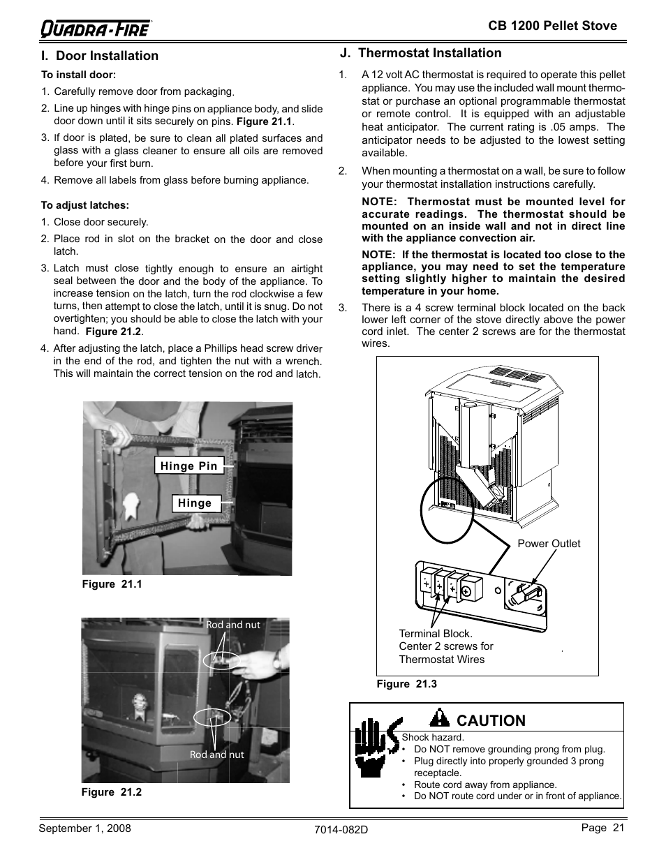 Caution | Hearth and Home Technologies CB1200-B User Manual | Page 21 / 48