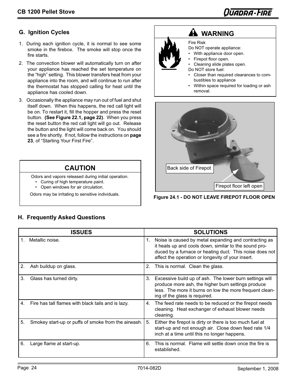 Caution warning | Hearth and Home Technologies CB1200-B User Manual | Page 24 / 48