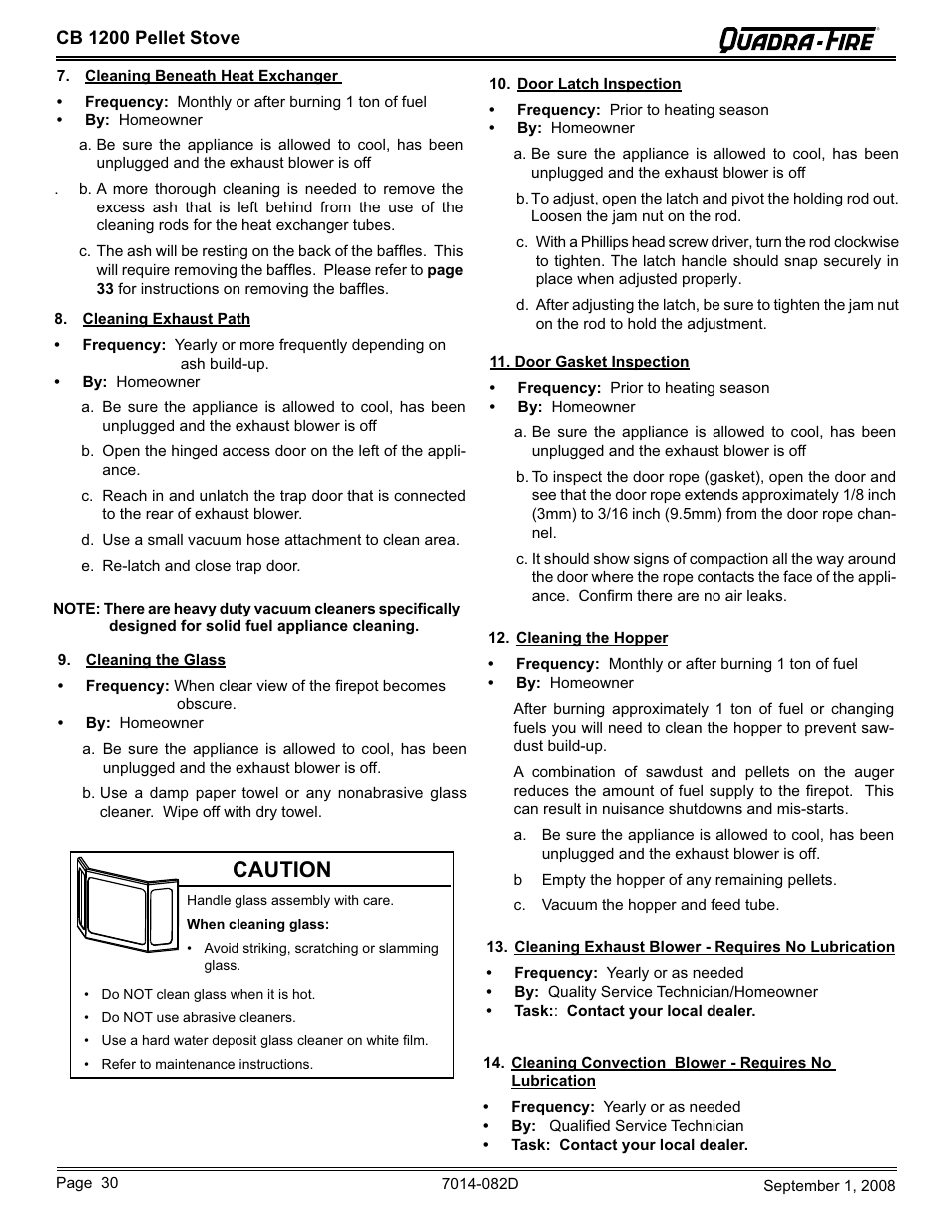 Caution | Hearth and Home Technologies CB1200-B User Manual | Page 30 / 48