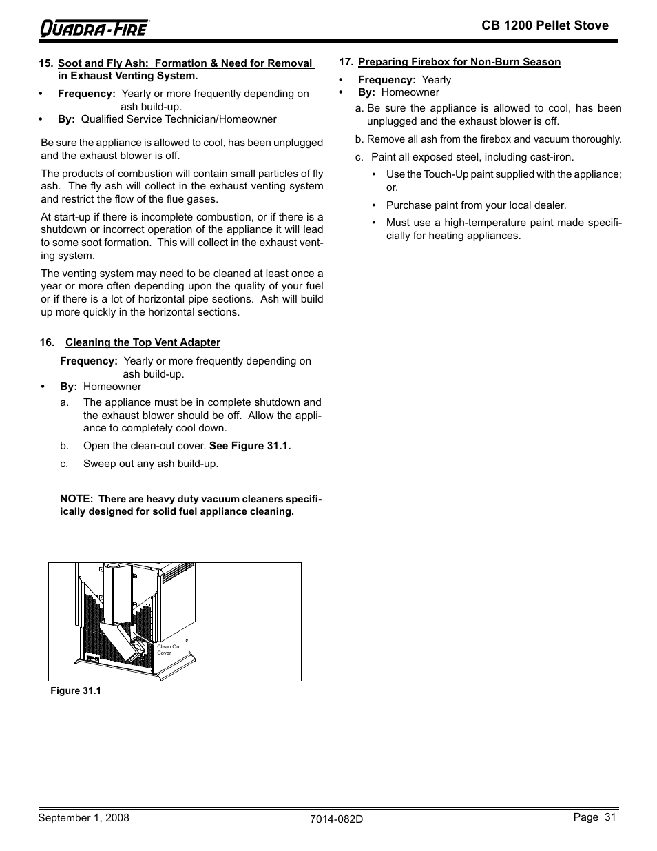 Cb 1200 pellet stove | Hearth and Home Technologies CB1200-B User Manual | Page 31 / 48