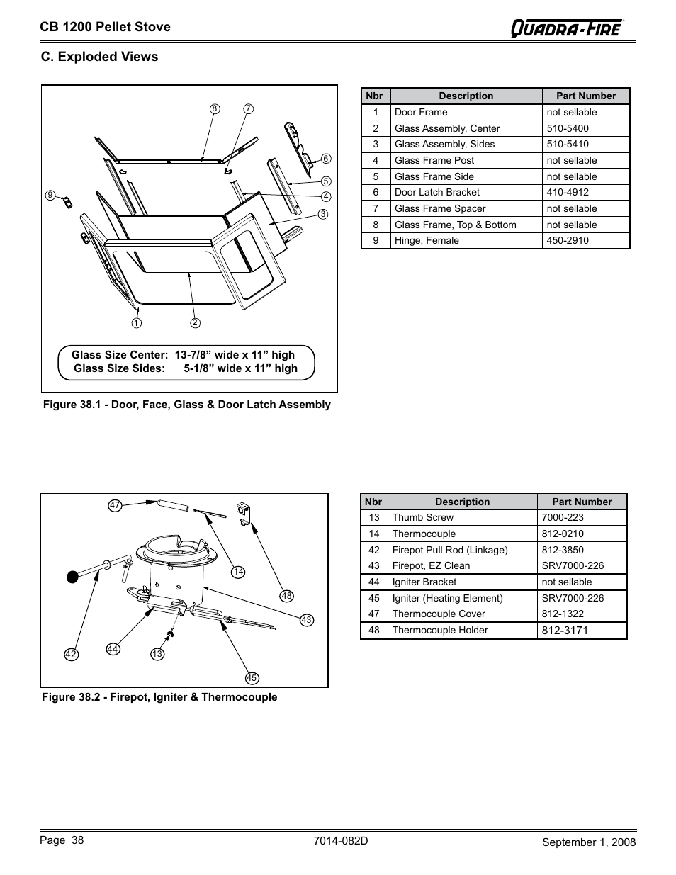 Cb 1200 pellet stove, C. exploded views | Hearth and Home Technologies CB1200-B User Manual | Page 38 / 48