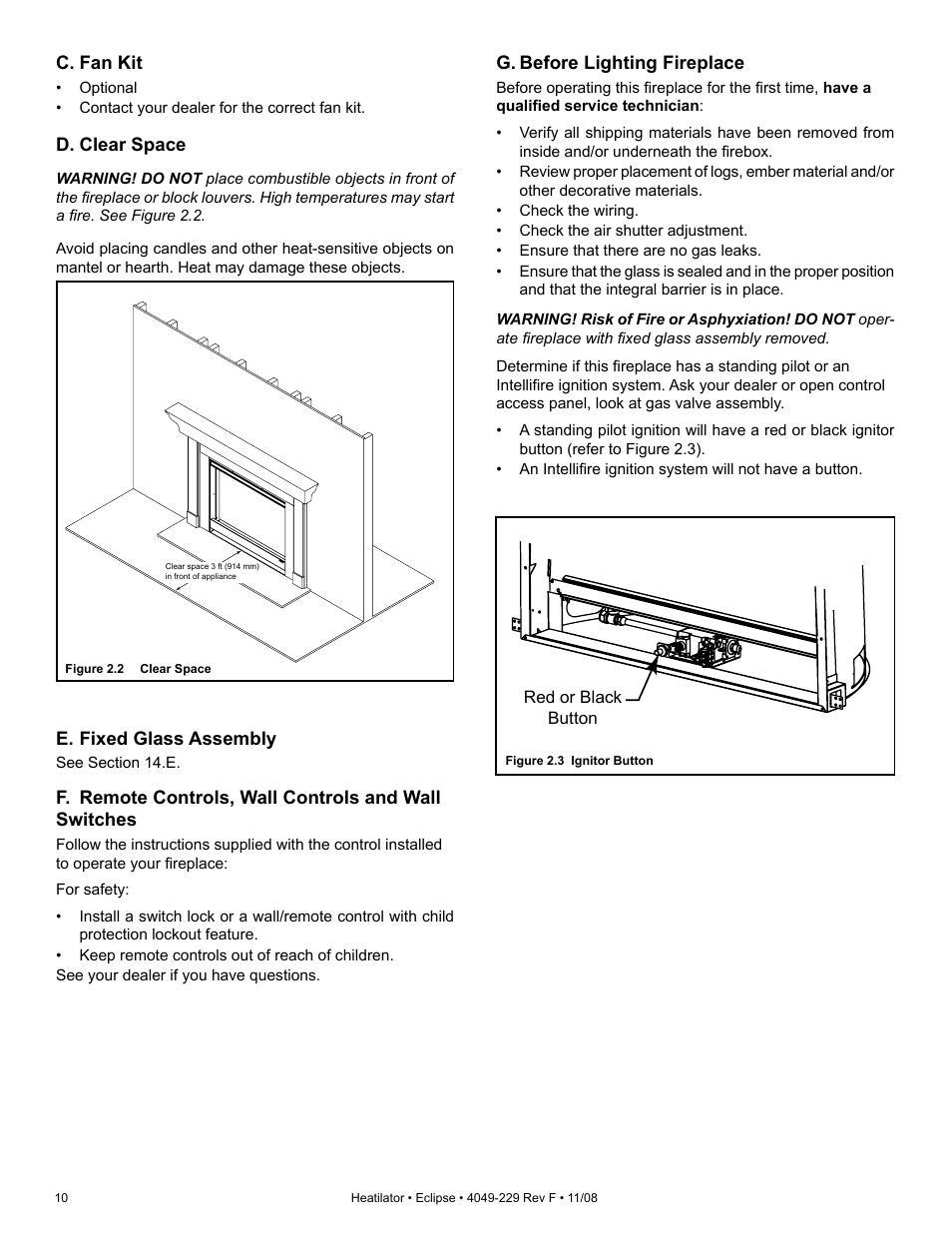 Hearth and Home Technologies Direct Vent Gas Appliance EDV3633L User Manual | Page 10 / 60